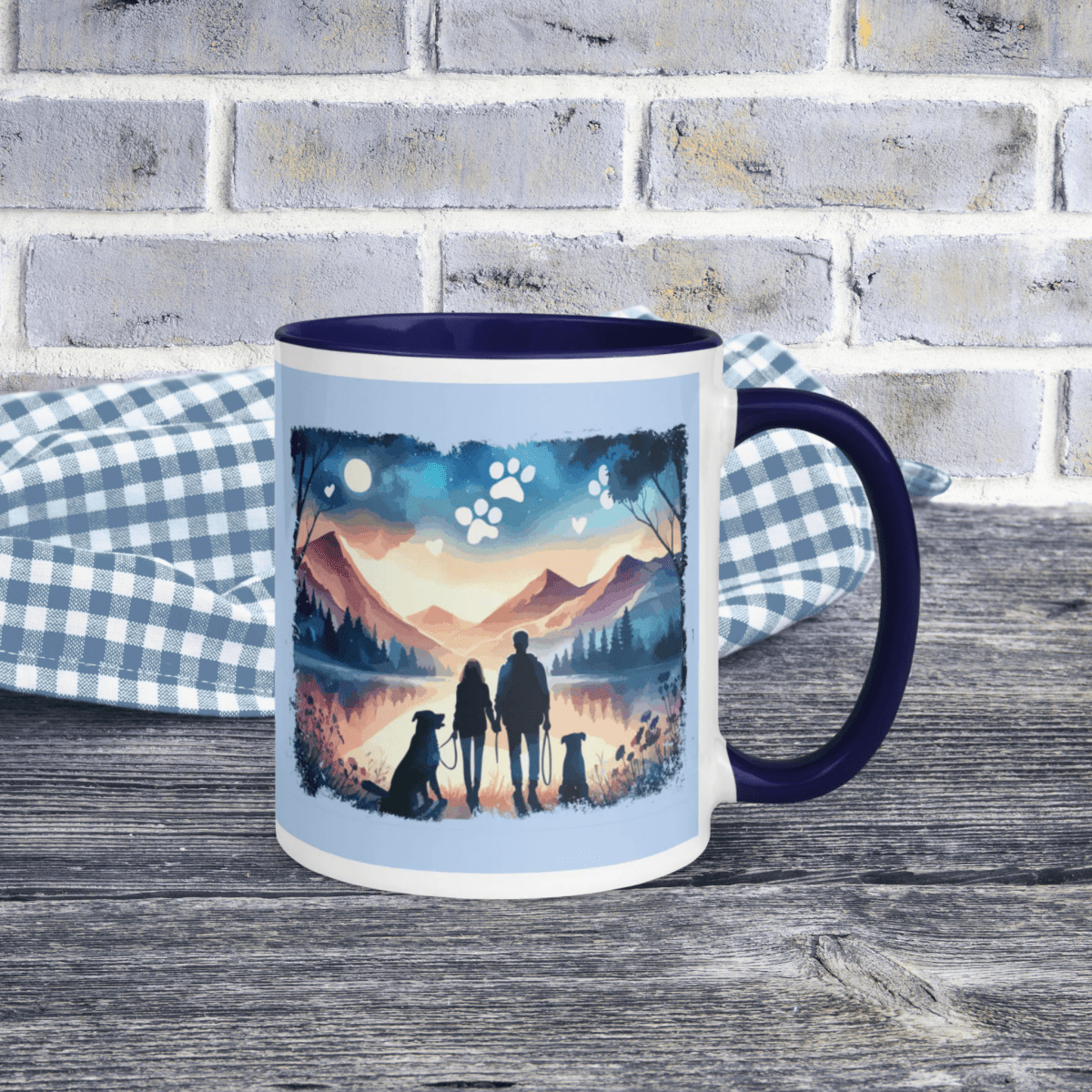 Lakeside Moments ' "Wags, Walks & Lakeside Memories!" - Vivid Mug (Color: Hawkes Blue | Dark Blue) - Coffee Mug - Inside Color - Speak Up 4 Paws
