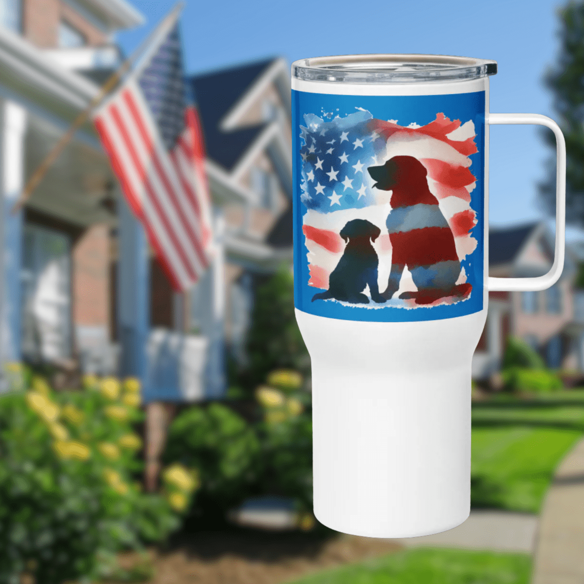 Patriotic Dreams - "Patriotic Dreams" - TrailMate Tumbler (Color: Navy Blue) - Travel Mug - Speak Up 4 Paws