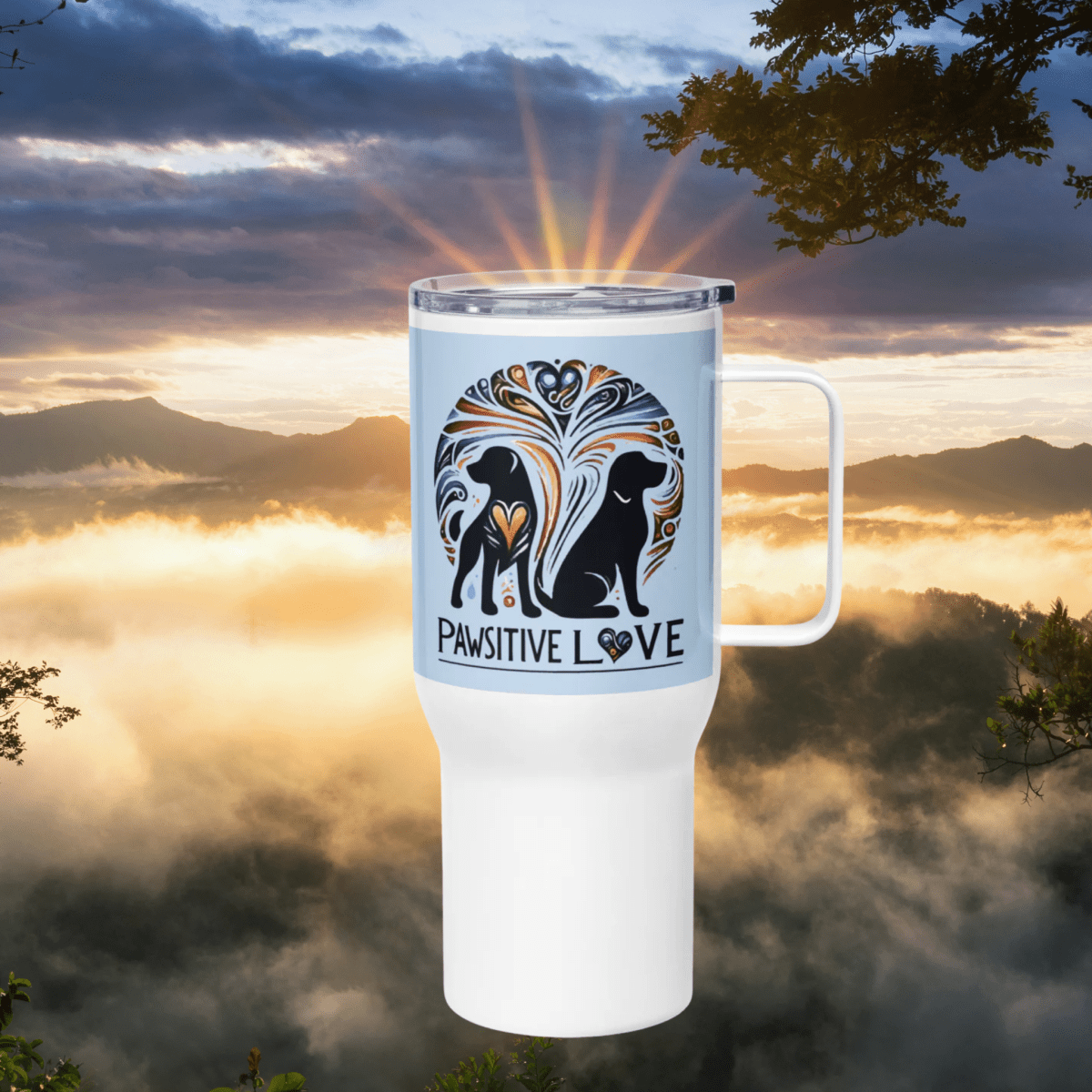 Radiant Companions - "Paws Brighten My Day!" - TrailMate Tumbler (Color: Pattens Blue) - Travel Mug - Speak Up 4 Paws