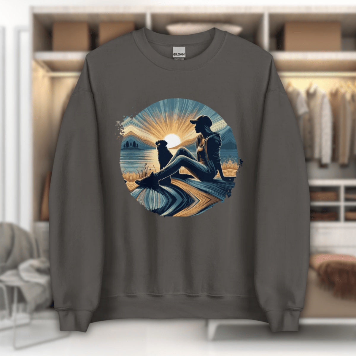 Lakeside Serenity - Sweatshirt | COLORS: Indigo Blue, Charcoal, Ash, Sand - Preshrunk Sweatshirt - Speak Up 4 Paws