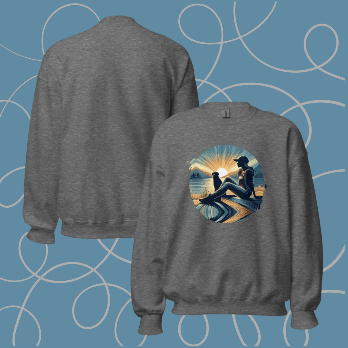 Lakeside Serenity - Oversized Sweatshirt | COLORS: Graphite Heather, Charcoal, Sport Grey, Ash - Preshrunk Sweatshirt - Speak Up 4 Paws