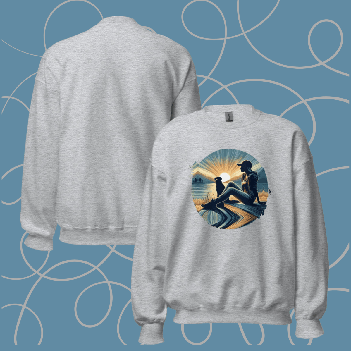 Lakeside Serenity - Oversized Sweatshirt | COLORS: Graphite Heather, Charcoal, Sport Grey, Ash - Preshrunk Sweatshirt - Speak Up 4 Paws