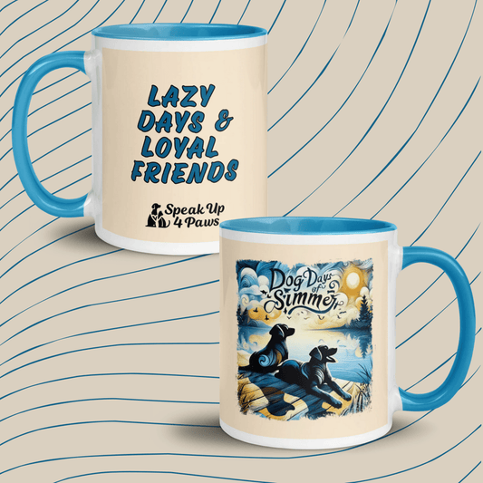 Lazy Days - Loyal Friends - "Lazy Days & Loyal Friends" - Vivid Mug (Color: Apricot White | Blue) - Coffee Mug - Inside Color - Speak Up 4 Paws