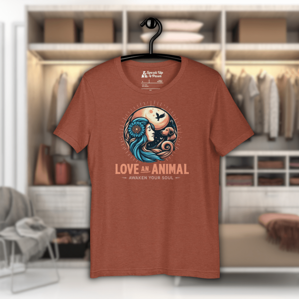 Lunar Serenade - Everyday Tee | COLORS: Heather Raspberry, Heather Clay, Heather Slate, Aqua - Unisex Staple Tee - Speak Up 4 Paws