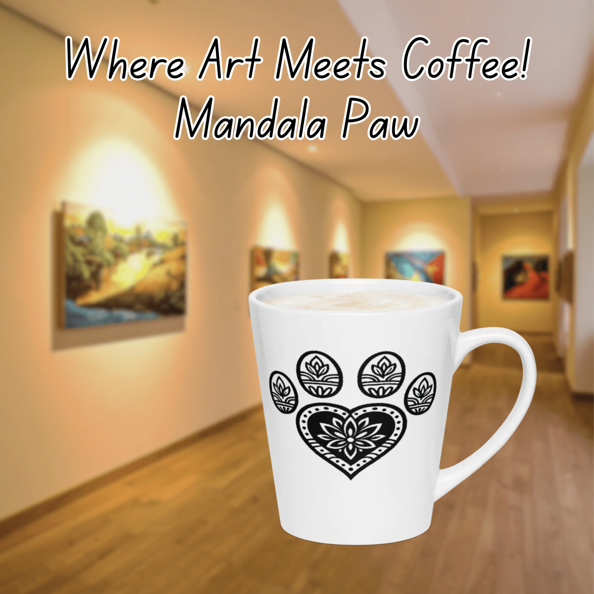 Mandala Paw - Latte Mug - Latte Mug - Speak Up 4 Paws