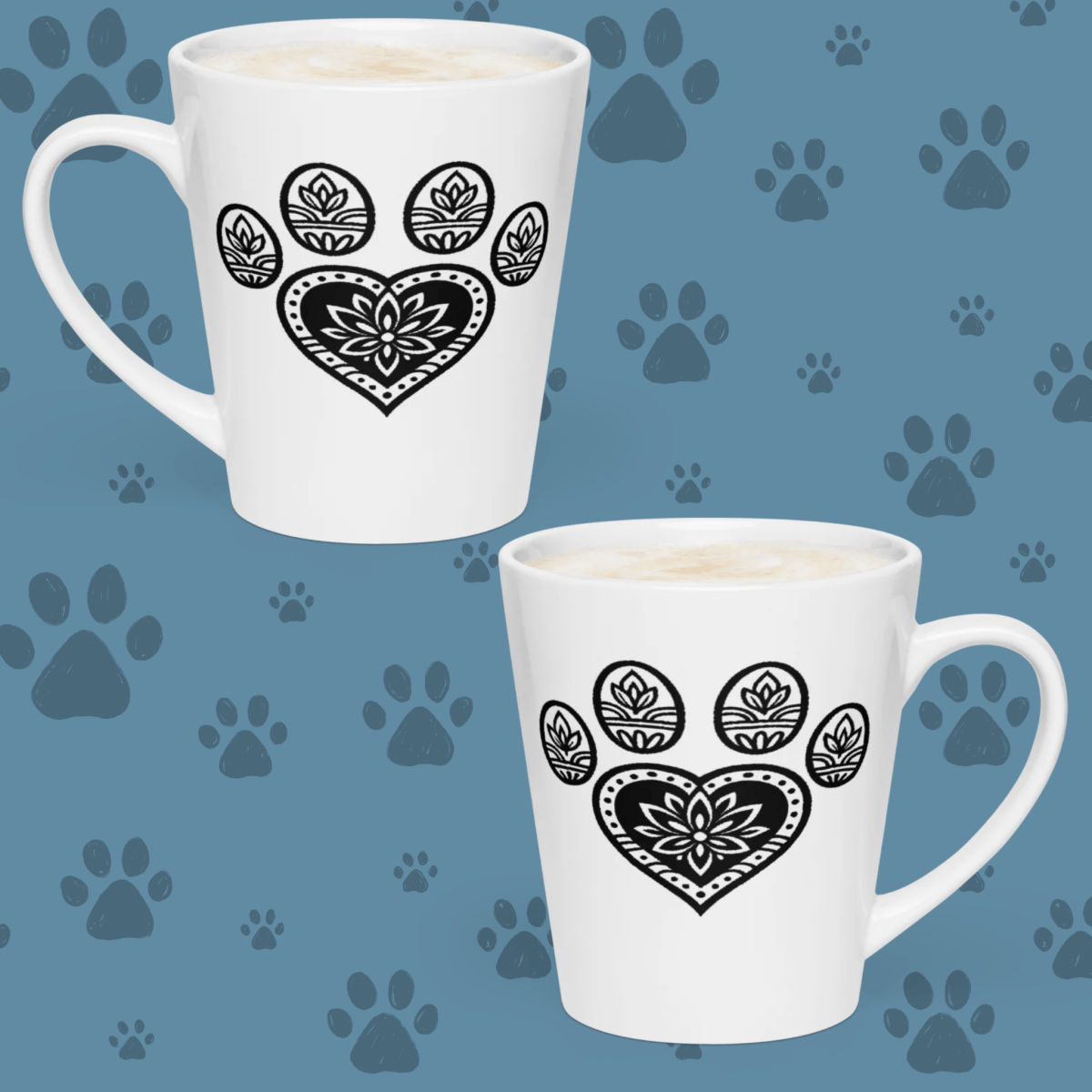 Mandala Paw - Latte Mug - Latte Mug - Speak Up 4 Paws