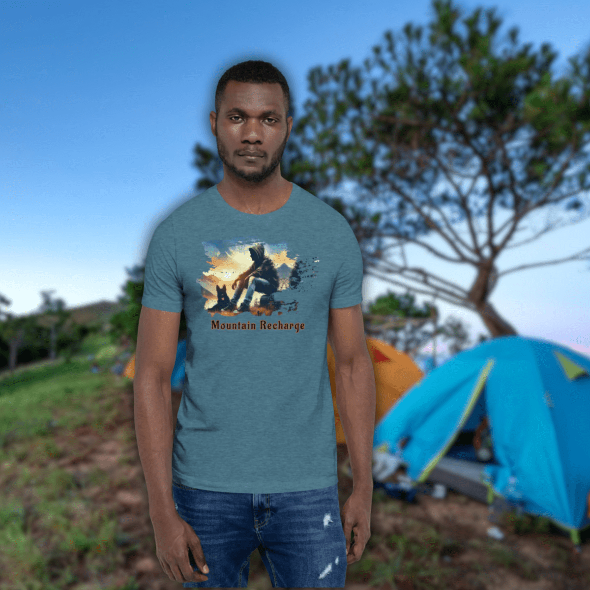 Mountain Recharge - Everyday Tee | COLORS: Toast, Heather Slate, Heather Deep Teal, Tan - Unisex Staple Tee - Speak Up 4 Paws