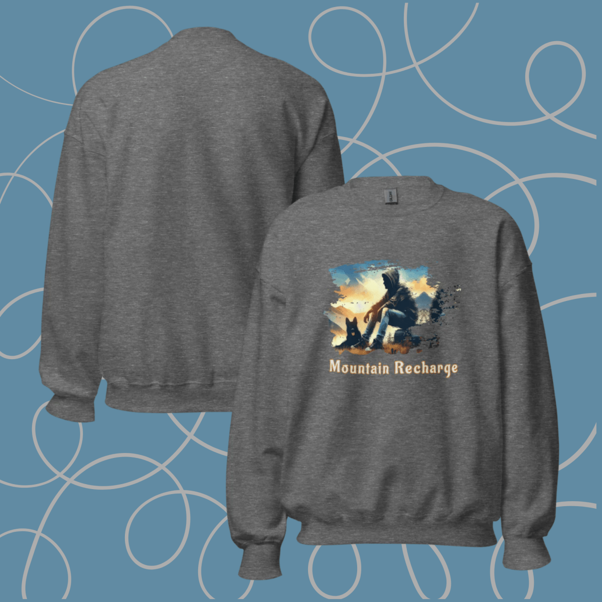 Mountain Recharge - Oversized Sweatshirt | COLORS: Sport Grey, Charcoal, Graphite Heather, Ash - Preshrunk Sweatshirt - Speak Up 4 Paws