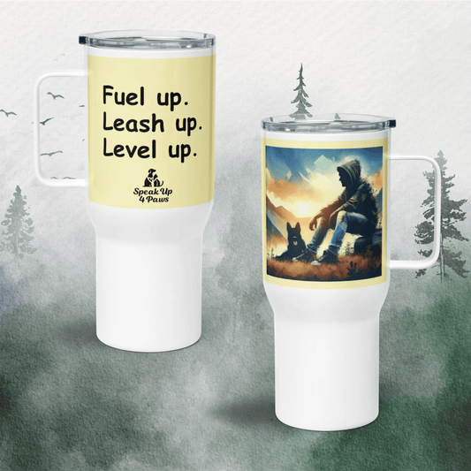 Mountain Recharge - "Fuel up. Leash up. Level up." - TrailMate Tumbler (Color: Cumulus) - Travel Mug - Speak Up 4 Paws
