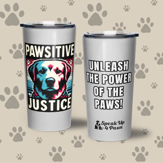 Bark Nirvana - "Power to the Paws!" - Signature Tumbler (Color: Silver) - Tapered Tumbler - Speak Up 4 Paws