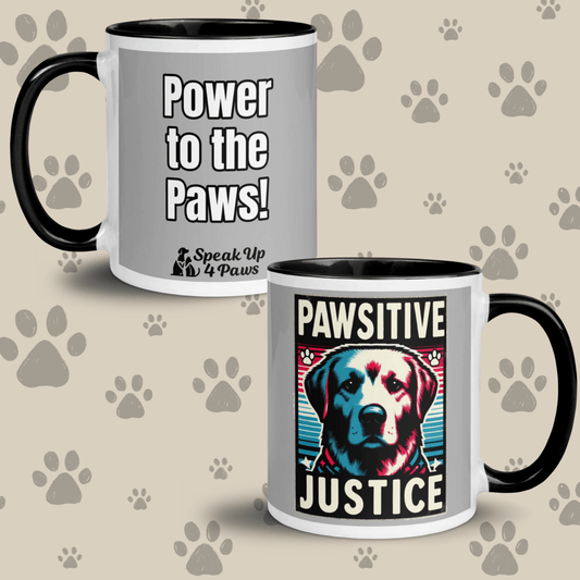 Bark Nirvana - "Power to the Paws" - Vivid Mug (Color: Silver | Black) - Coffee Mug - Inside Color - Speak Up 4 Paws