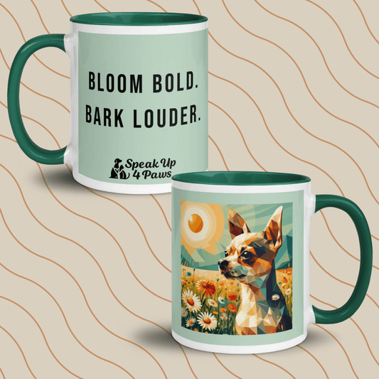 Daisy Moments - "Bloom Blod. Bark Louder." - Vivid Mug (Color: Edgewater | Dark Green) - Coffee Mug - Inside Color - Speak Up 4 Paws