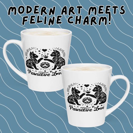 Geo Kitten Love - Latte Mug - Latte Mug - Speak Up 4 Paws