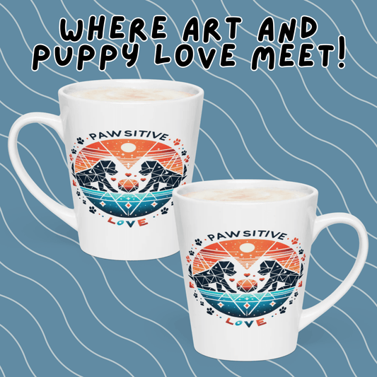 Geo Puppy Love - Latte Mug - Latte Mug - Speak Up 4 Paws