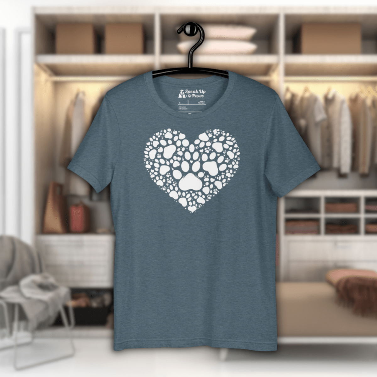 Heartfelt Paws - Everyday Tee | COLORS: Navy, Heather Slate, Heather Raspberry, Heather Deep Teal - Unisex Staple Tee - Speak Up 4 Paws