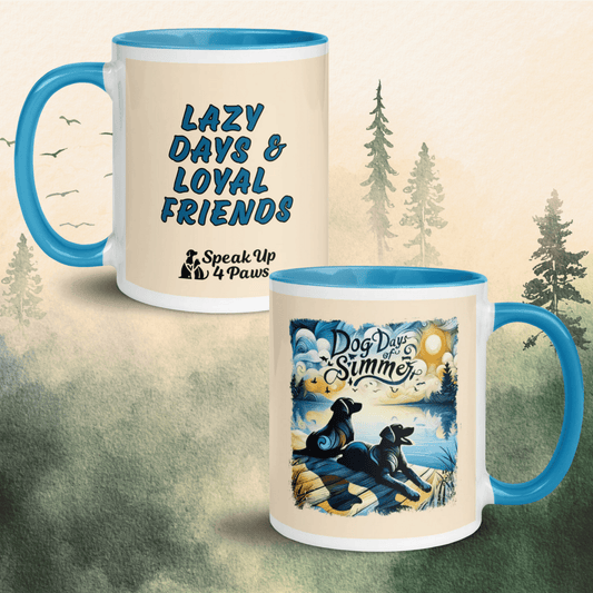 Lazy Days - Loyal Friends - "Lazy Days & Loyal Friends" - Vivid Mug (Color: Apricot White | Blue) - Coffee Mug - Inside Color - Speak Up 4 Paws