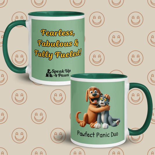 Pawfect Panic - "Fearless, Fabulous & Fully Fueled!" - Vivid Mug (Color: Dark Sea Green | Dark Green) - Coffee Mug - Inside Color - Speak Up 4 Paws