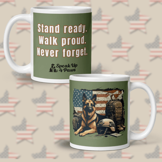 Sentinel of Valor - "Stand ready. Walk proud. Never forget." - Signature Mug (Color: Camouflage Green) - Coffee Mug - Speak Up 4 Paws