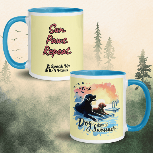 Summer Bond - "Sun. Paws. Repeat." - Vivid Mug (Color: Cumulus | Blue) - Coffee Mug - Inside Color - Speak Up 4 Paws