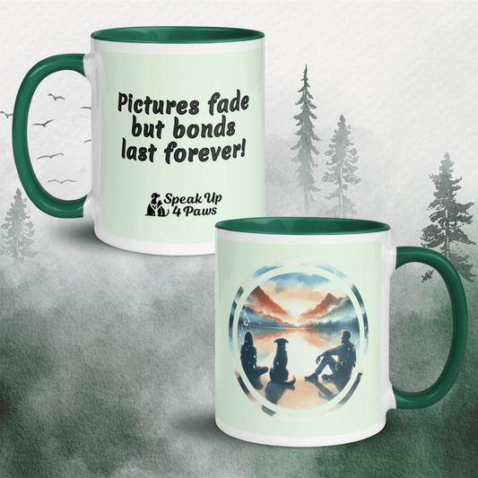Sunset Reflections - "Pictures fade but bonds last forever!" - Vivid Mug (Color: Honeydew | Dark Green) - Coffee Mug - Inside Color - Speak Up 4 Paws