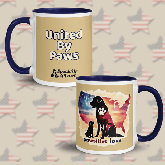 United By Paws - "united by paws" - Vivid Mud (Color: New Orleans | Dark Blue) - Coffee Mug - Inside Color - Speak Up 4 Paws
