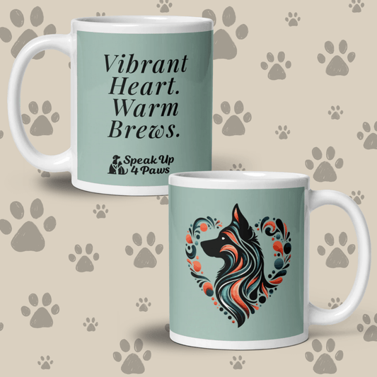"Vibrant Heart. Warm Brews." - Mug