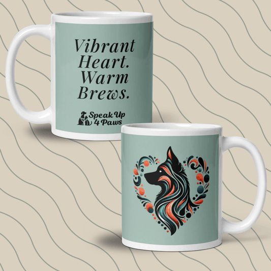 Vibrant Heart - "Vibrant Heart. Warm Brews." - Signature Mug (Color: Opal) - Coffee Mug - Speak Up 4 Paws