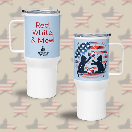 Patriotic Playtime - "Red, White & Mew!" - TrailMate Tumbler (Color: Pattens Blue) - Travel Mug - Speak Up 4 Paws
