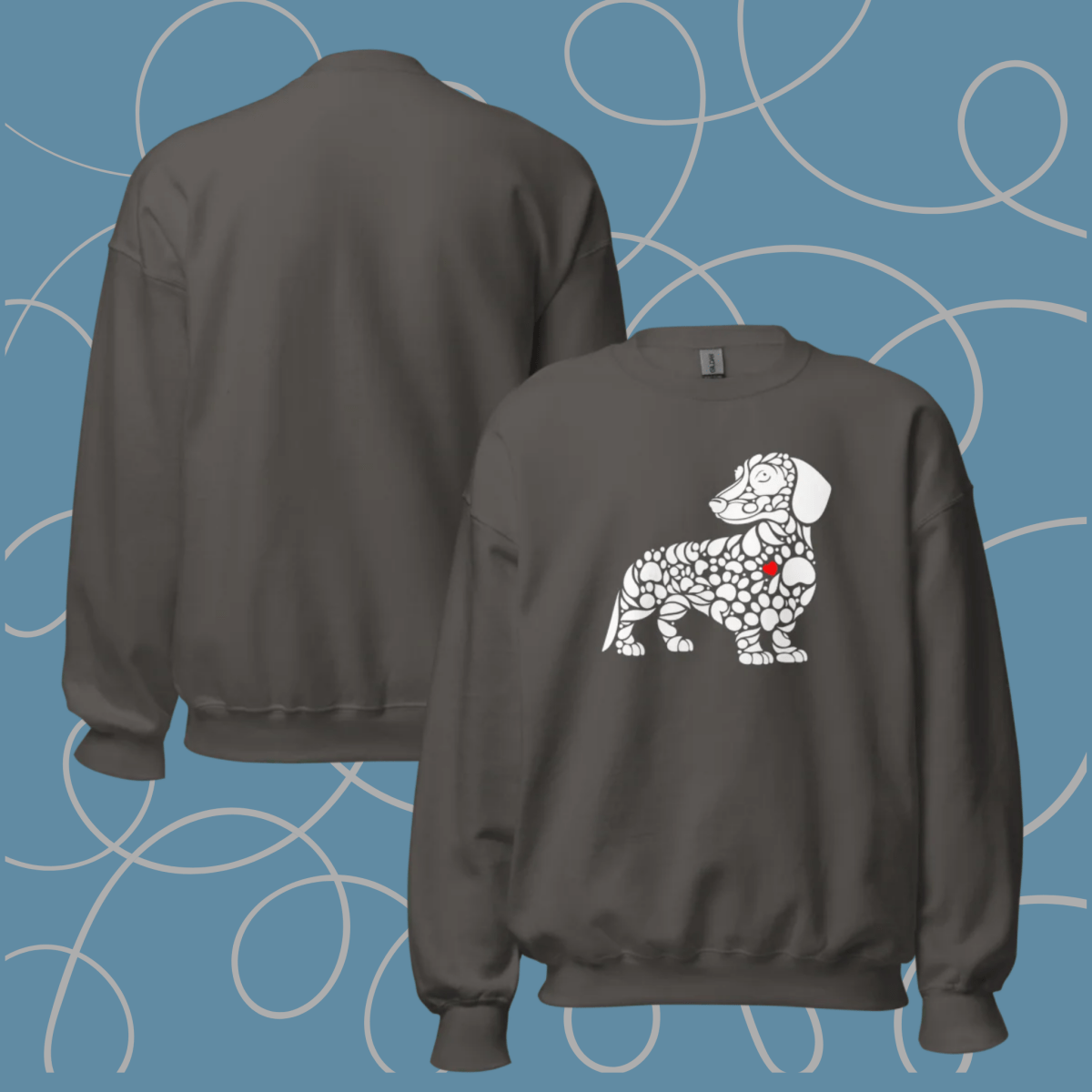 Pawfect Doxie - Oversized Sweatshirt | COLORS: Dark Chocolate, Navy, Forest Green, Charcoal - Preshrunk Sweatshirt - Speak Up 4 Paws