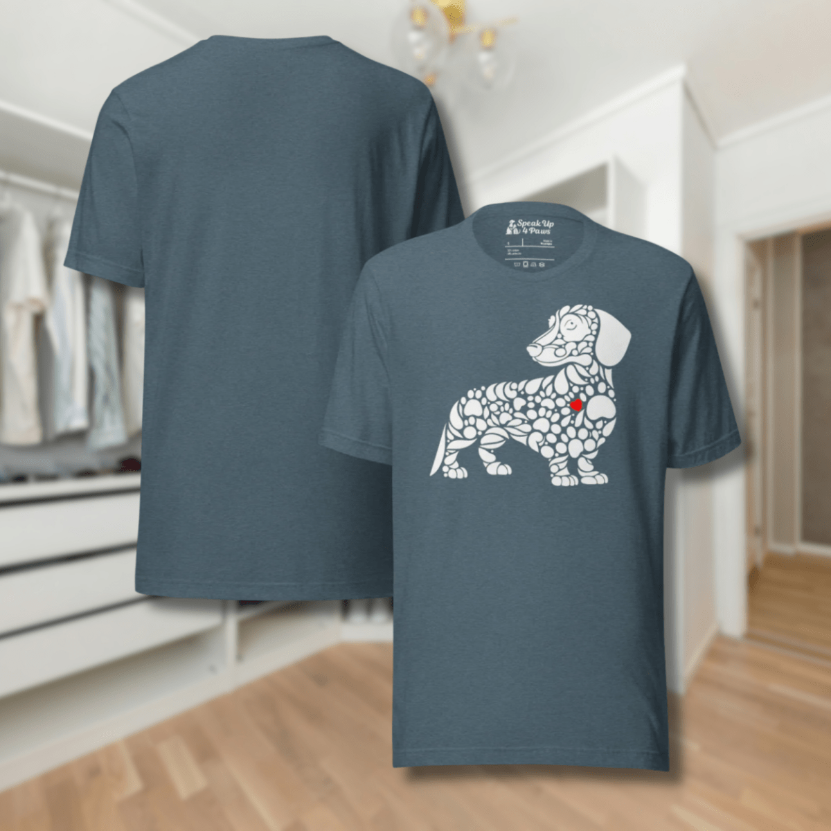 Pawfect Doxie - Everyday Tee | COLORS: Heather Deep Teal, Heather Slate, Heather Raspberry, Navy - Unisex Staple Tee - Speak Up 4 Paws