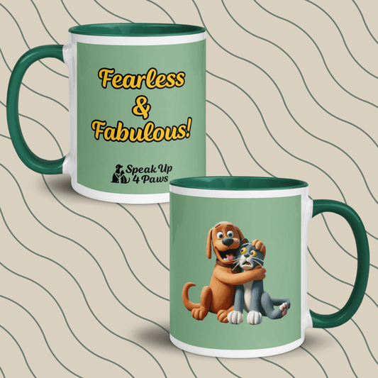 Pawfect Panic - "Fearless & Fabulous" - Vivid Mug (Color: Dark Sea Green | Dark Green) - Coffee Mug - Inside Color - Speak Up 4 Paws