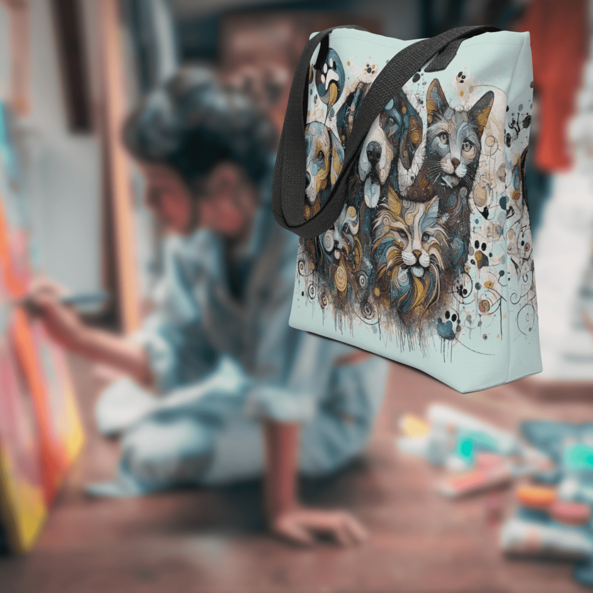 Pawllock - Everyday Bag (Inspired by Pollock) - AOP Tote Bag - Speak Up 4 Paws