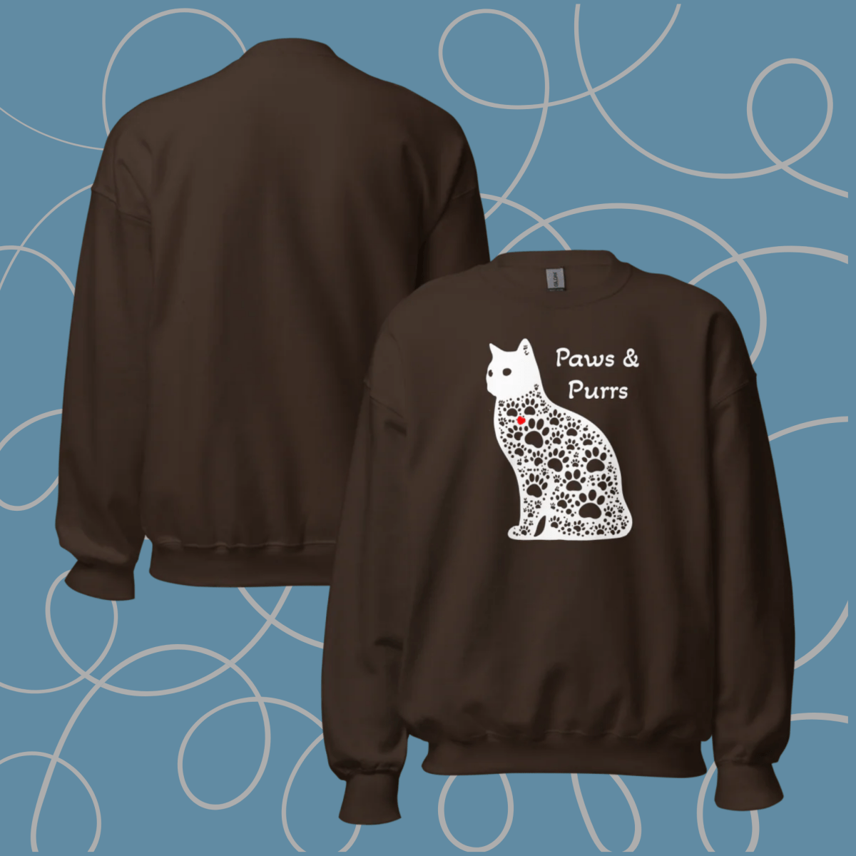 Paws and Purrs - Oversized Sweatshirt | COLORS: Navy, Dark Chocolate, Forest Green, Charcoal - Preshrunk Sweatshirt - Speak Up 4 Paws