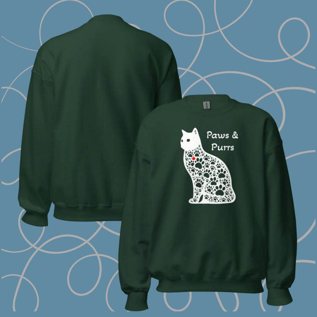 Paws and Purrs - Oversized Sweatshirt | COLORS: Navy, Dark Chocolate, Forest Green, Charcoal - Preshrunk Sweatshirt - Speak Up 4 Paws