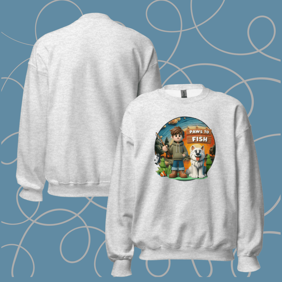 Paws to Fish - Oversized Sweatshirt | COLORS: Ash, Charcoal, Graphite Grey, Sport Grey - Preshrunk Sweatshirt - Speak Up 4 Paws