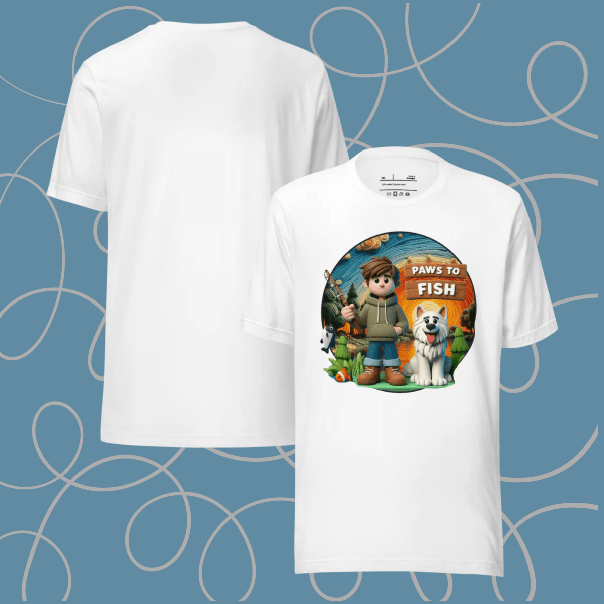 Paws to Fish - Everyday Plus Tee | COLORS: Athletic Heather, Red, White - Unisex Staple Tee - Speak Up 4 Paws