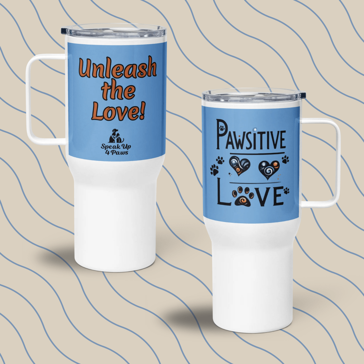 Pawsitive Love - "Unleash the Love!" - TrailMate Tumbler (Color: Jordy Blue) - Travel Mug - Speak Up 4 Paws