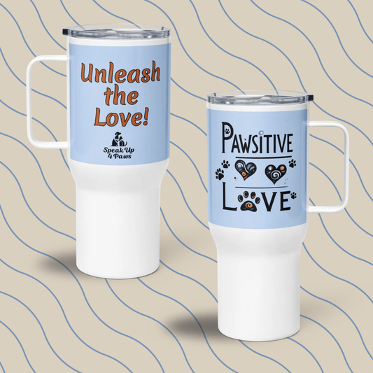 Pawsitive Love - "Unleash the Love!" - TrailMate Tumbler (Color: Hawkes Blue) - Travel Mug - Speak Up 4 Paws