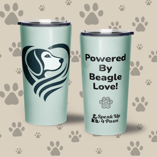 "Powered by Beagle Love!" - Tumbler - Tapered Tumbler - Speak Up 4 Paws
