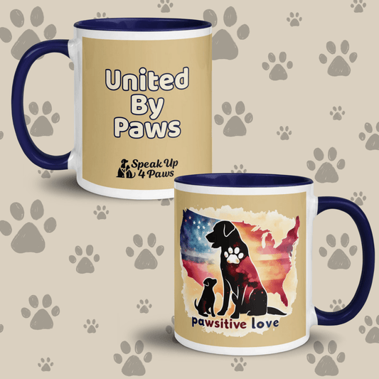 "United By Paws" - Mug - Coffee Mug - Inside Color - Speak Up 4 Paws