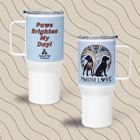 Radiant Companions - "Paws Brighten My Day!" - TrailMate Tumbler (Color: Pattens Blue) - Travel Mug - Speak Up 4 Paws