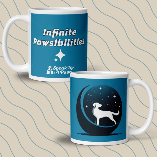 Infinite Pawsibilities - "Infinite Pawsibilities" - Signature Mug (Color: Pelorous) - Coffee Mug - Speak Up 4 Paws