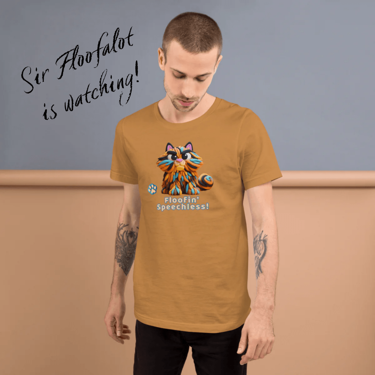 Sir Floofalot - Everyday Tee - "Floofin' Speechless" | COLORS: Pink, Heather Deep Teal, Heather Aqua, Toast - Unisex Staple Tee - Speak Up 4 Paws