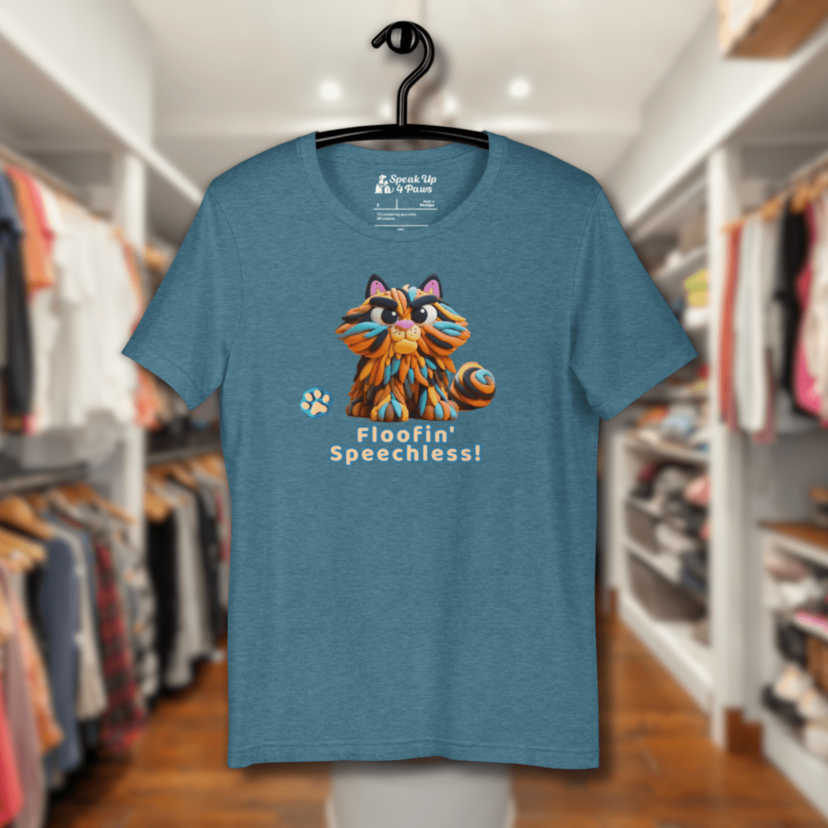 Sir Floofalot - Everyday Tee - "Floofin' Speechless" | COLORS: Pink, Heather Deep Teal, Heather Aqua, Toast - Unisex Staple Tee - Speak Up 4 Paws