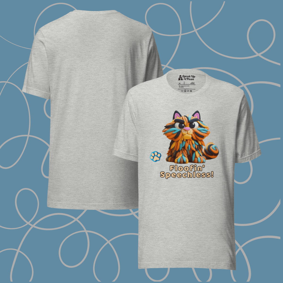 Sir Floofalot - Everyday Plus Tee - "Floofin' Speechless" | COLORS: Athletic Heather, Red, White - Unisex Staple Tee - Speak Up 4 Paws