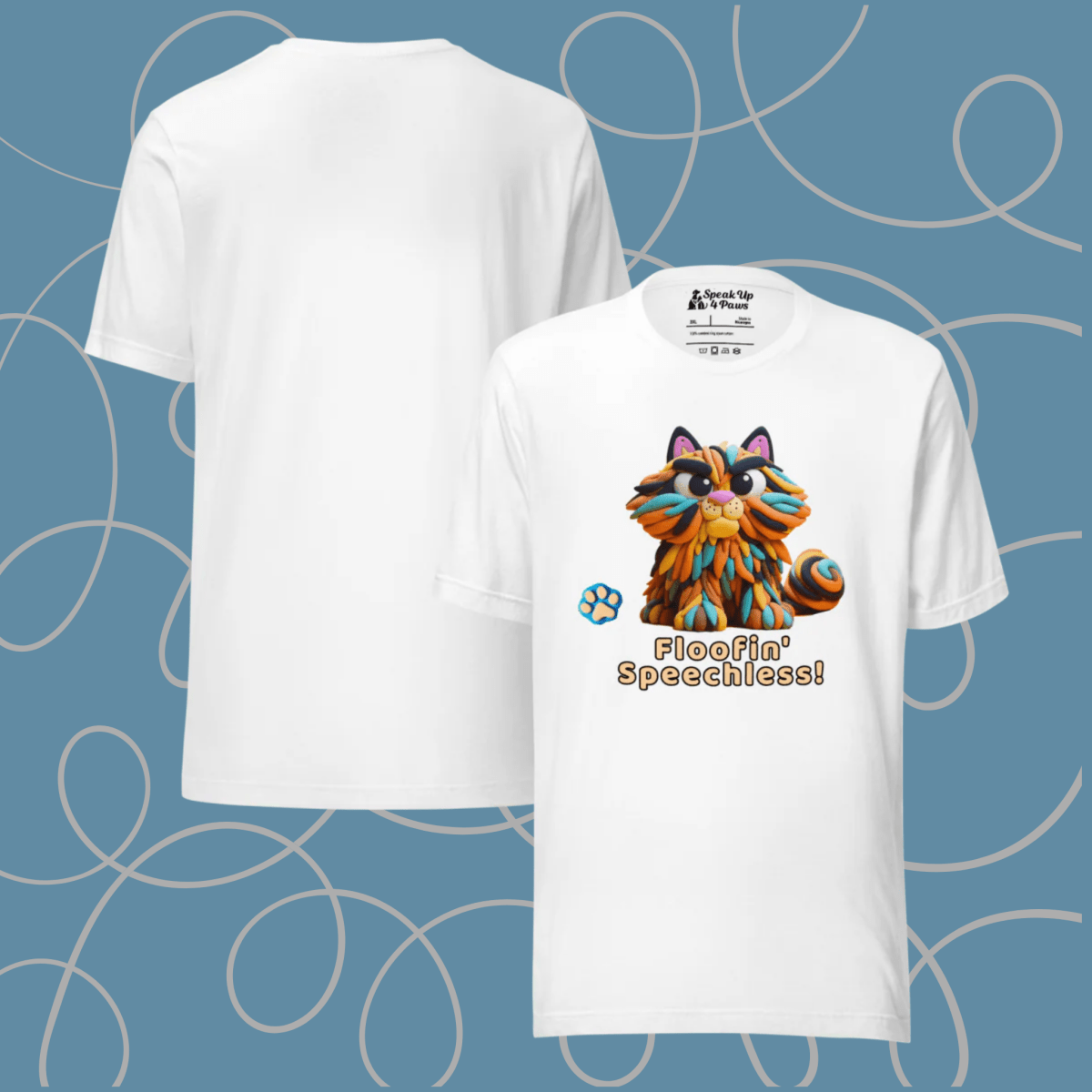 Sir Floofalot - Everyday Plus Tee - "Floofin' Speechless" | COLORS: Athletic Heather, Red, White - Unisex Staple Tee - Speak Up 4 Paws