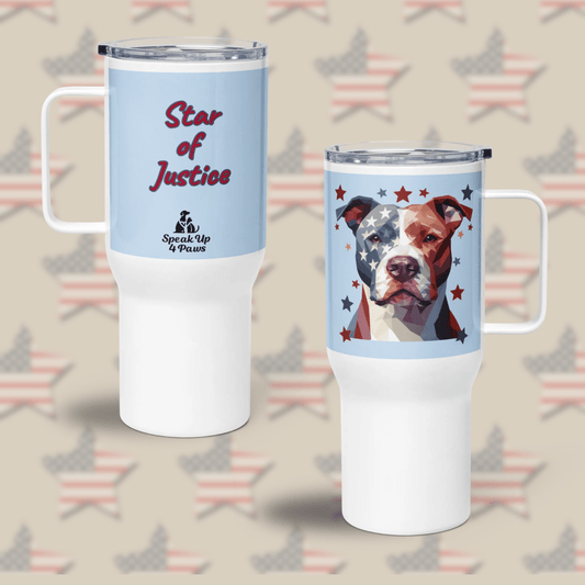 Star of Justice - "Star of Justice" - TrailMate Tumbler (Color: Pattens Blue) - Travel Mug - Speak Up 4 Paws