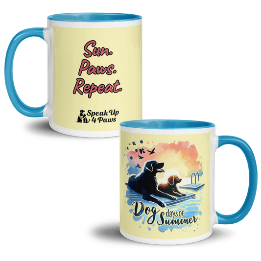 Summer Bond - "Sun. Paws. Repeat." - Vivid Mug (Color: Cumulus | Blue) - Coffee Mug - Inside Color - Speak Up 4 Paws