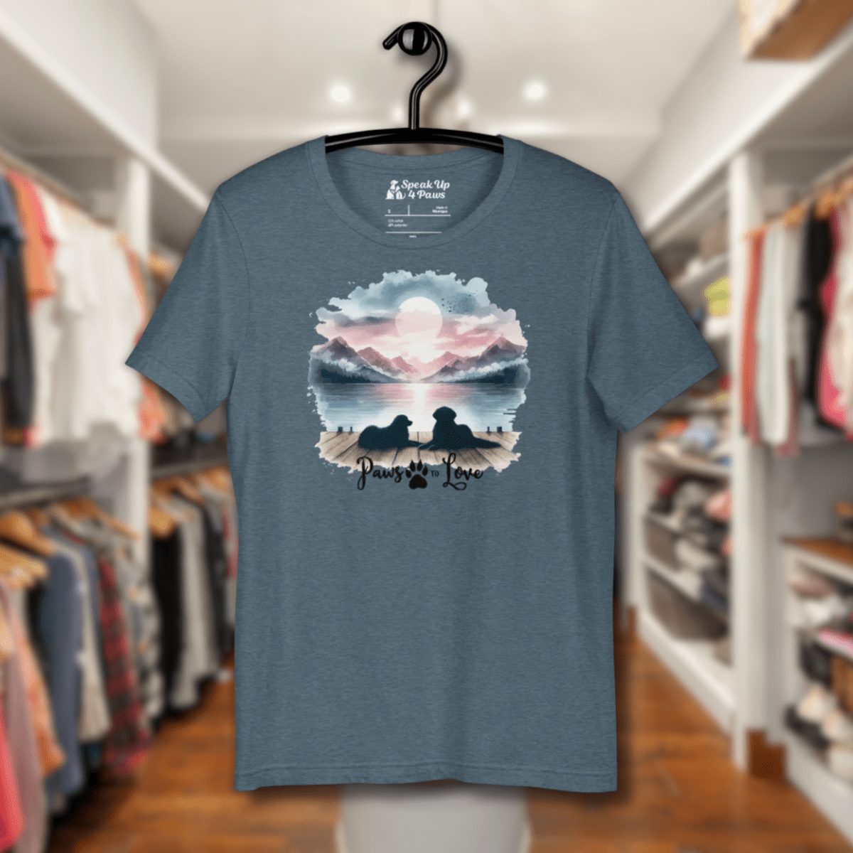 Sunset Buddies Everyday Tee | COLORS: Heather Mauve, Heather Slate, Heather Deep Teal, Heather Orchid - Unisex Staple Tee - Speak Up 4 Paws