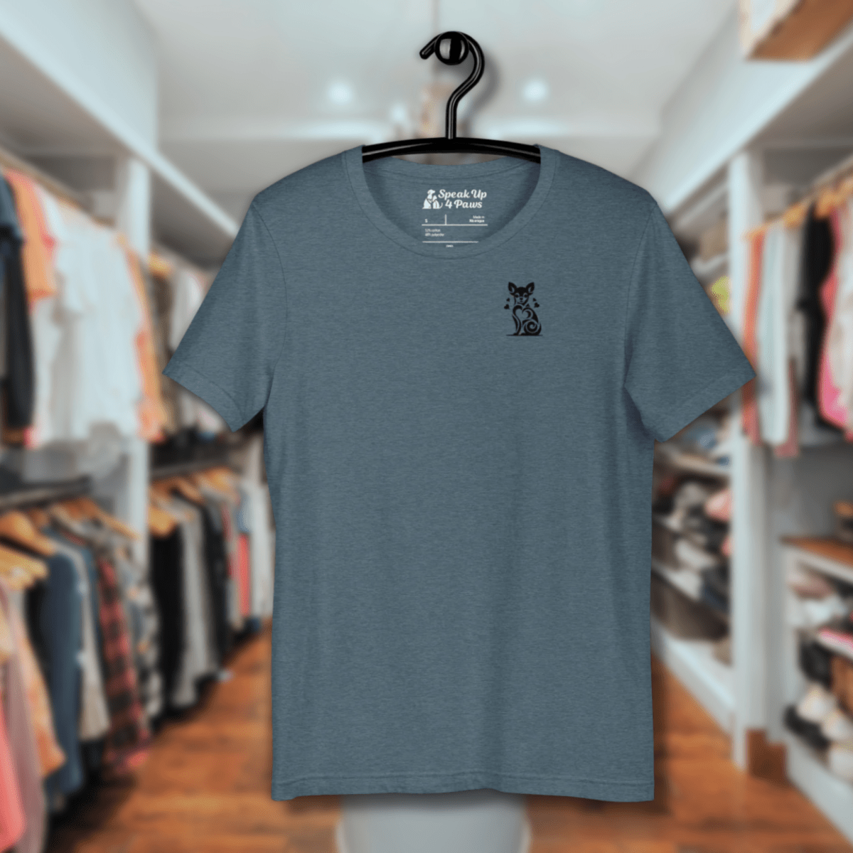 Tiny Heart - Big Love Everyday Tee | COLORS: Heather Deep Teal, Heather Slate, Mauve, Pink - Unisex Staple Tee - Speak Up 4 Paws